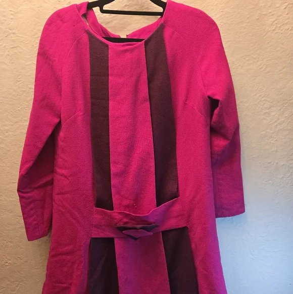 Vintage Roupe Rouge Toronto Wool Dress | 80s–90s Colorblock Statement - Picture 2 of 8